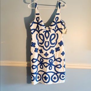 MILLY  SIZE 10  BNWT BLUE AND WHITE LINEN DRESS